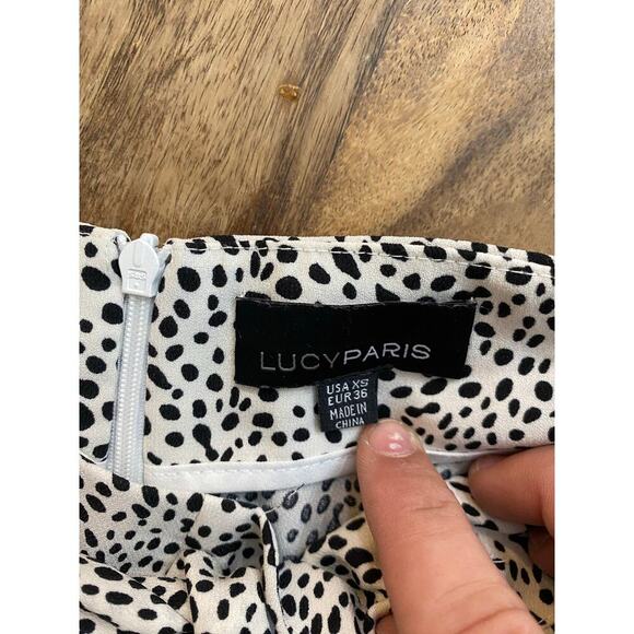Lucy Paris White Black Animal Printed Belted Wide Leg Pants Size XS - Picture 4 of 4